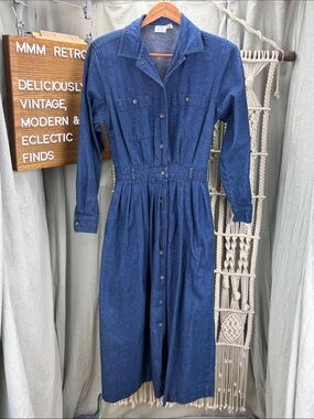 Vintage JG Hook Blue Denim Button-Front Maxi Dress | 6